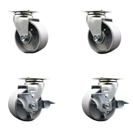 Service Caster Tool Box Caster Wheel Set 4'' Semi Steel Cast Iron Swivel Casters, 4PK TOOL-SCC-20S420-SSB-2-TLB-2